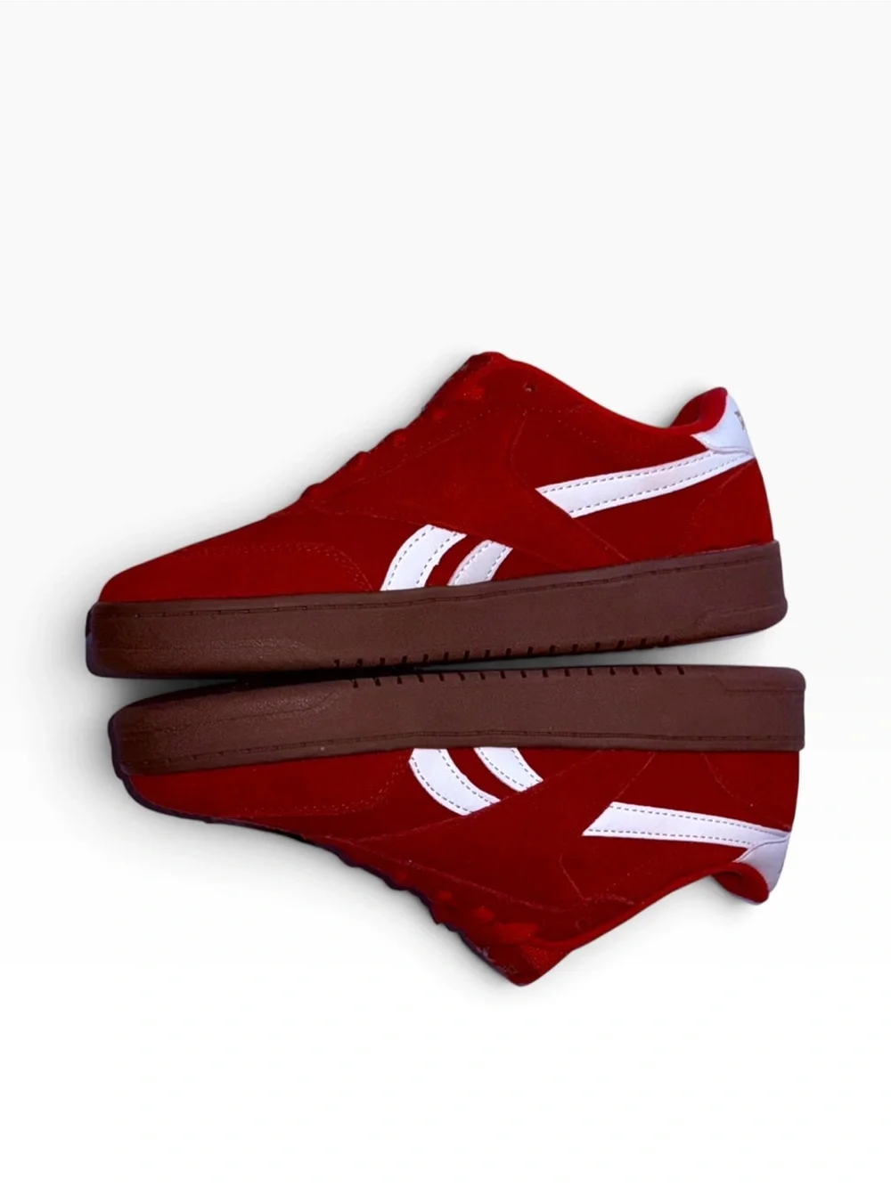 Reebok Women's Red Low-Top Sneakers with White Stripes